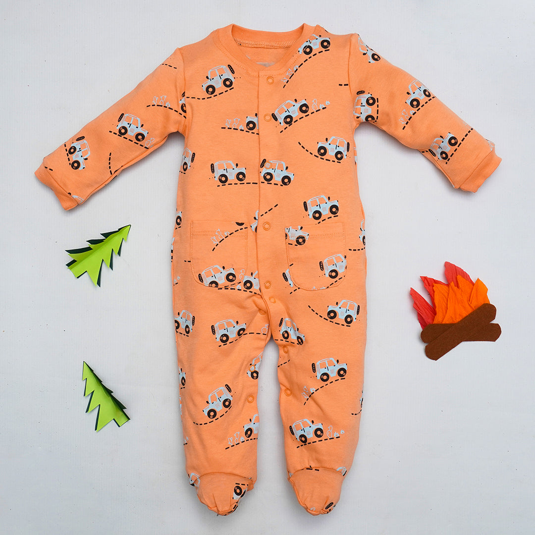 Orange Cars Sleeping Suit