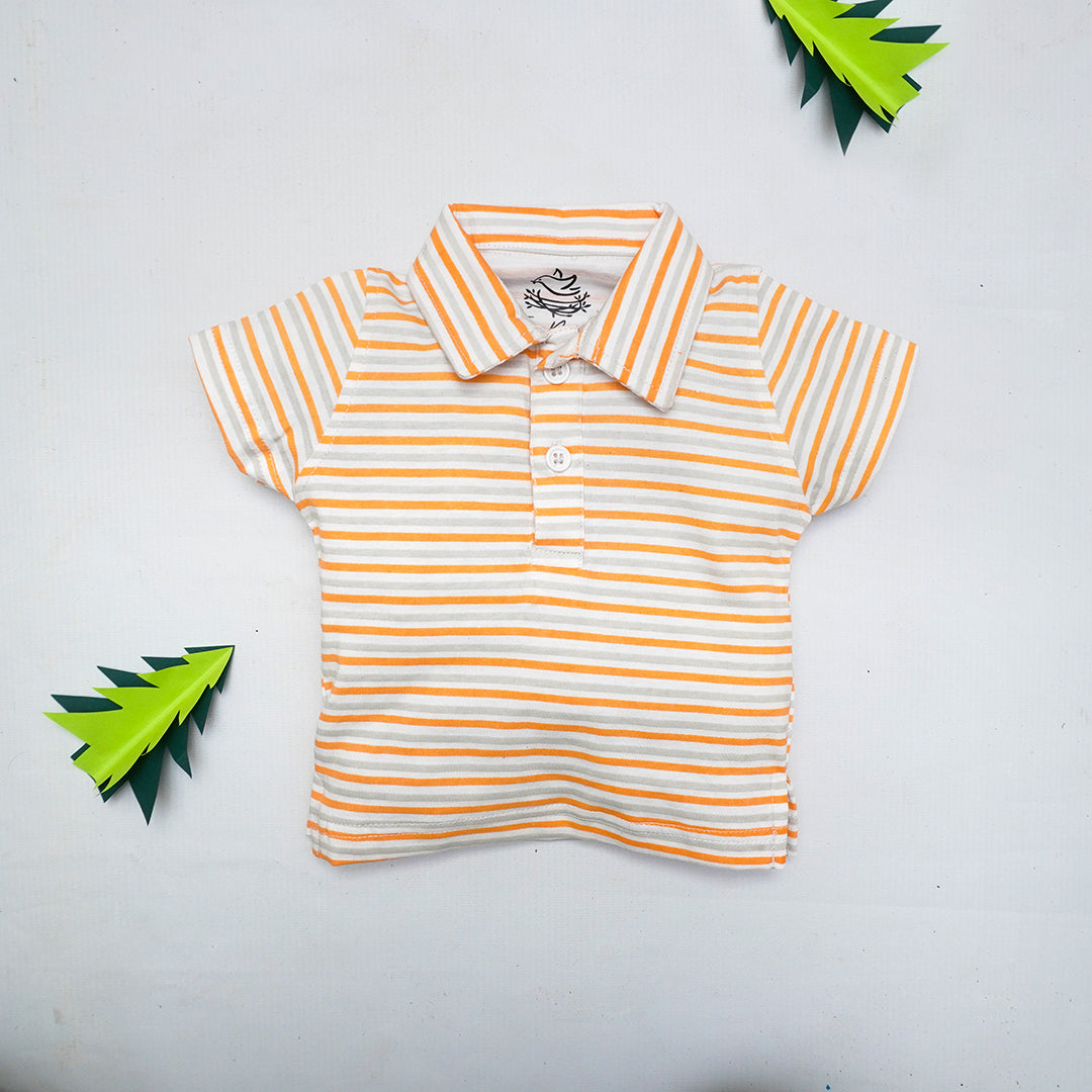 Orange Stripes Collar Shirt