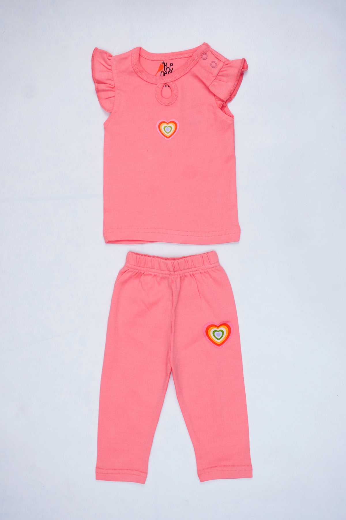 Just Smile – Nest Basic T-Shirt Frill + Pajama Set –  Pink