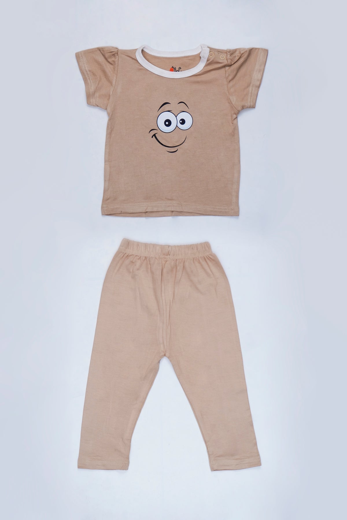 Just Smile - Nest Basic T-Shirt Cap Sleeve + Pajama, Beige