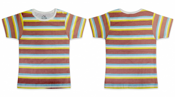 Premium Cotton Kids Short Sleeve T-Shirt – Vibrant Multi-Color Striped Playwear Top