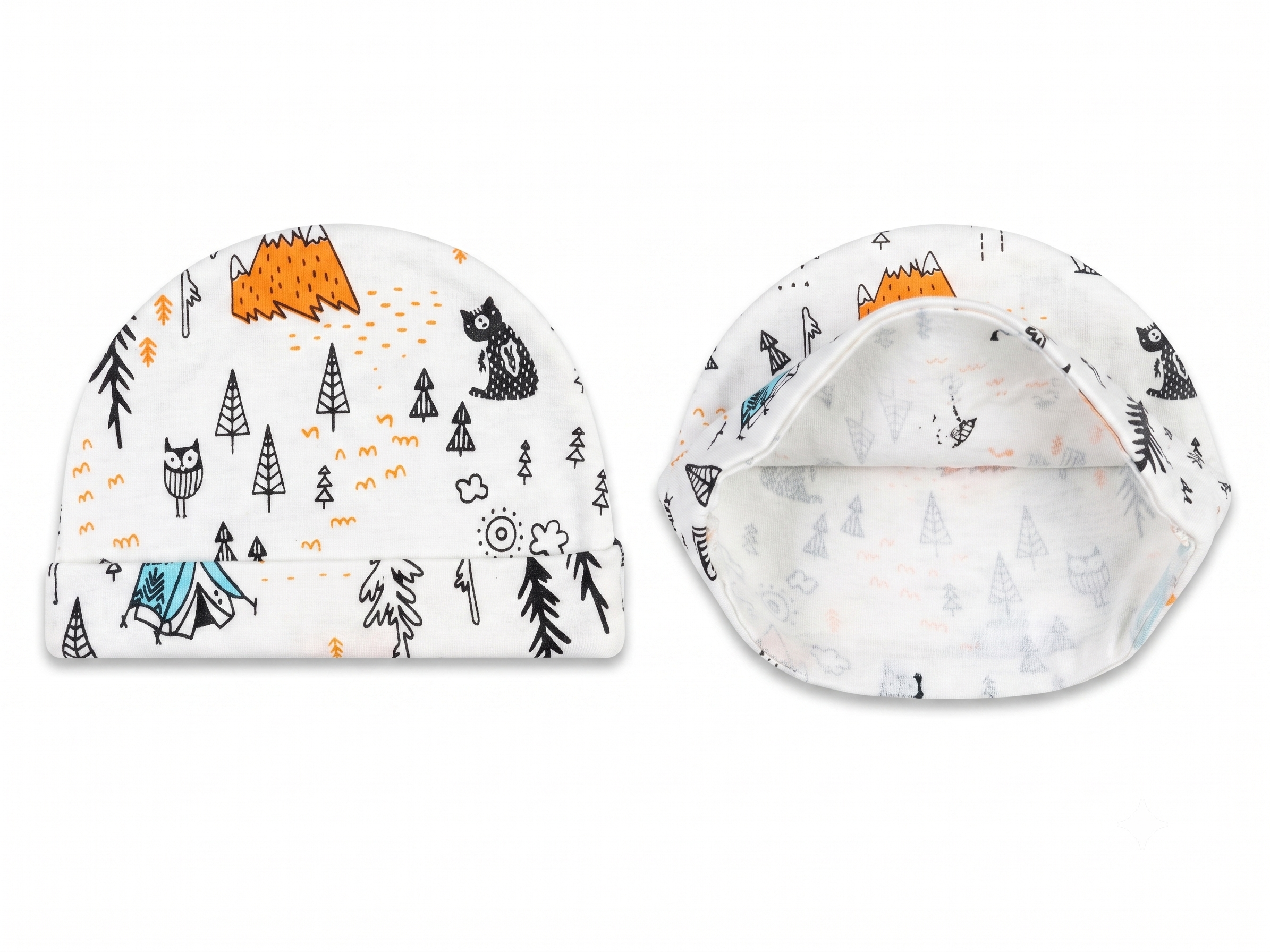 Hike Up A Mountain Cap: Premium Illustrated Cotton Folded Brim Beanie