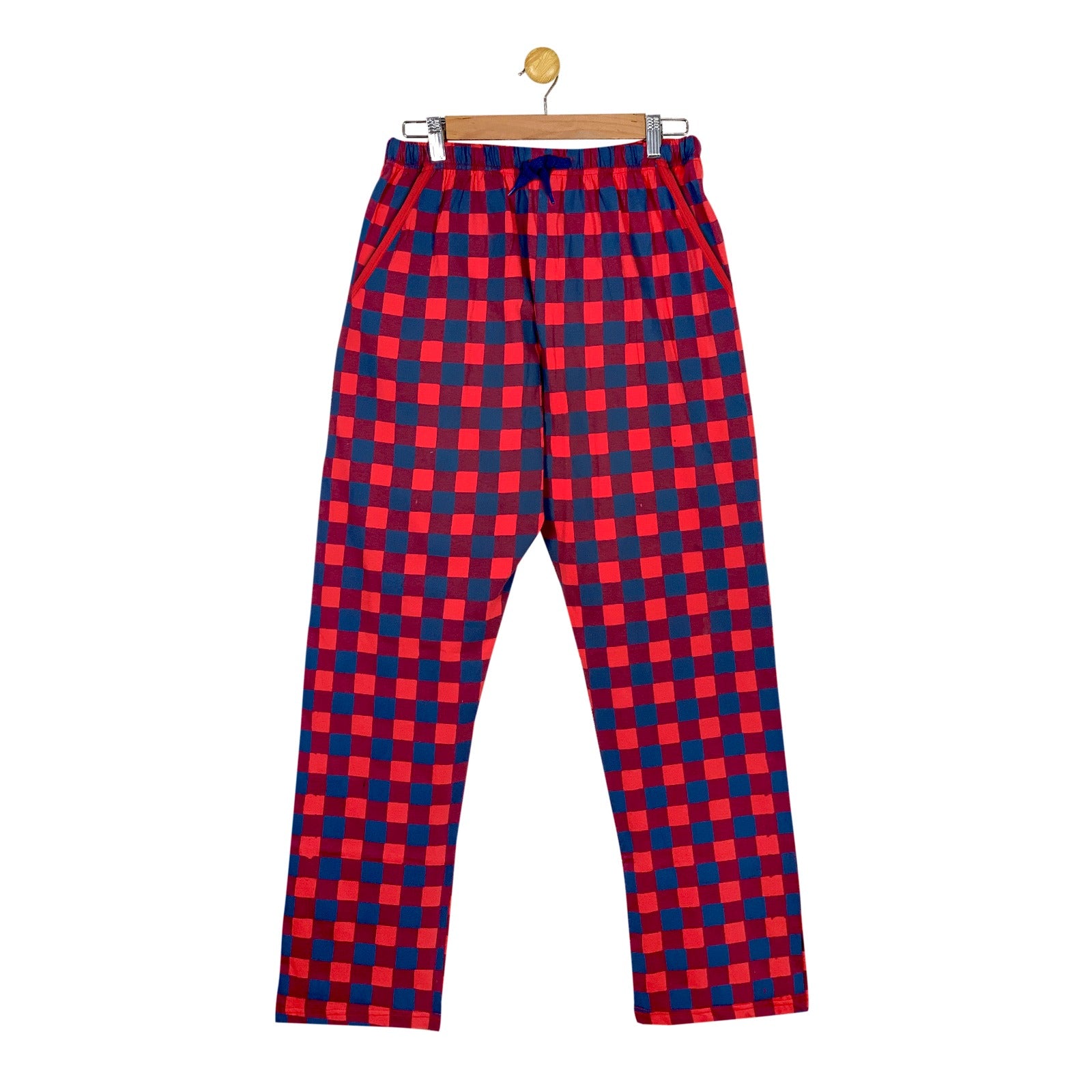 Women's Red and Navy Check Print Longsleeve & Trouser Set