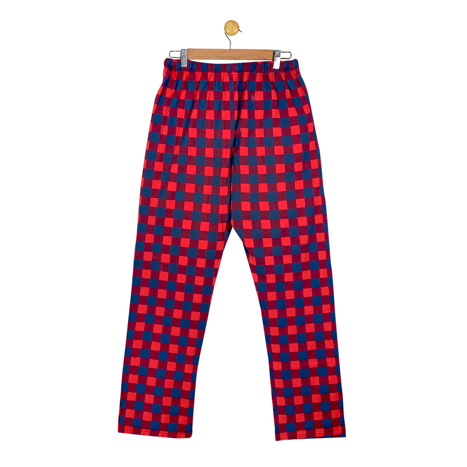 Women's Red and Navy Check Print Longsleeve & Trouser Set