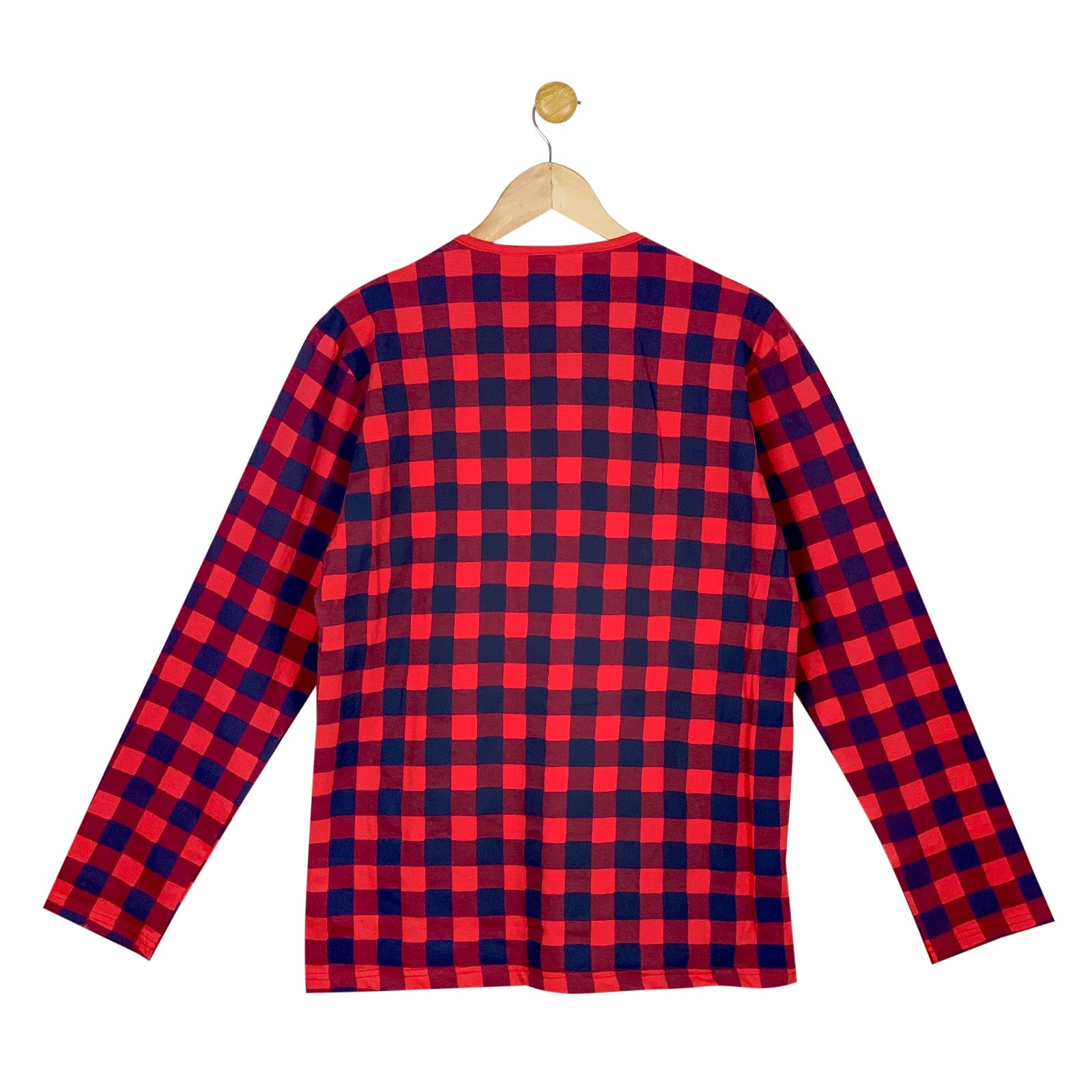 Men's Red and Navy Check Print Longsleeve & Trouser Set