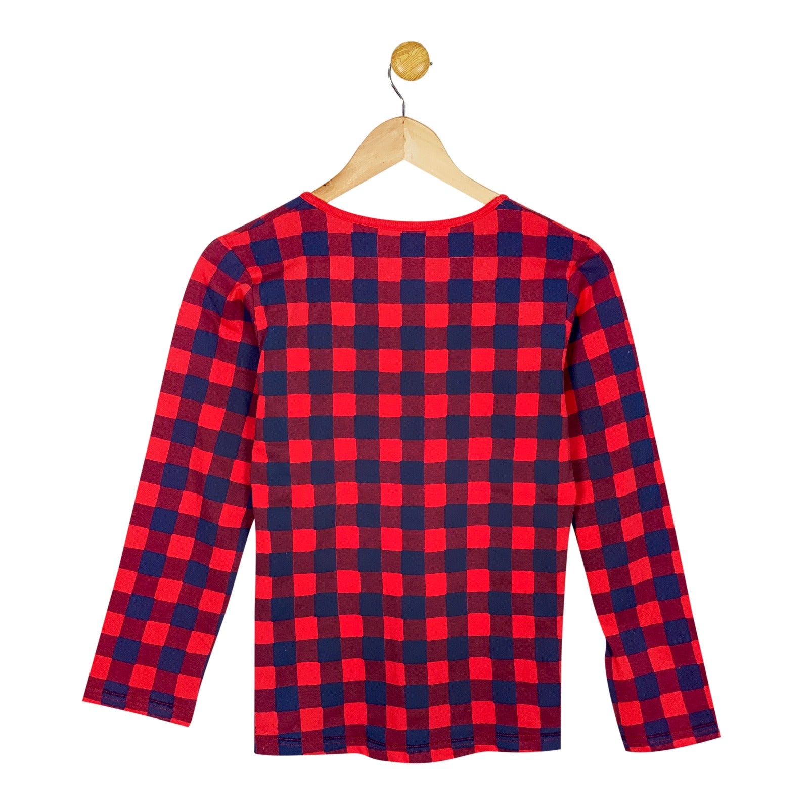 Women's Red and Navy Check Print Longsleeve & Trouser Set