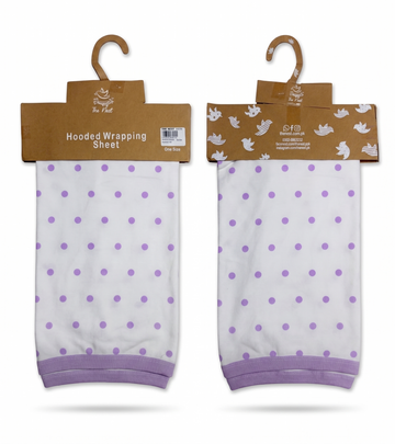 Wrapping Sheet – White with Purple Polka Dots
