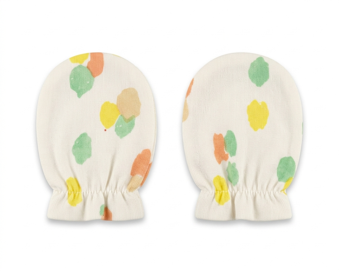 Baby Mittens: Premium Cotton Anti-Scratch Gloves with Colorful Abstract Print