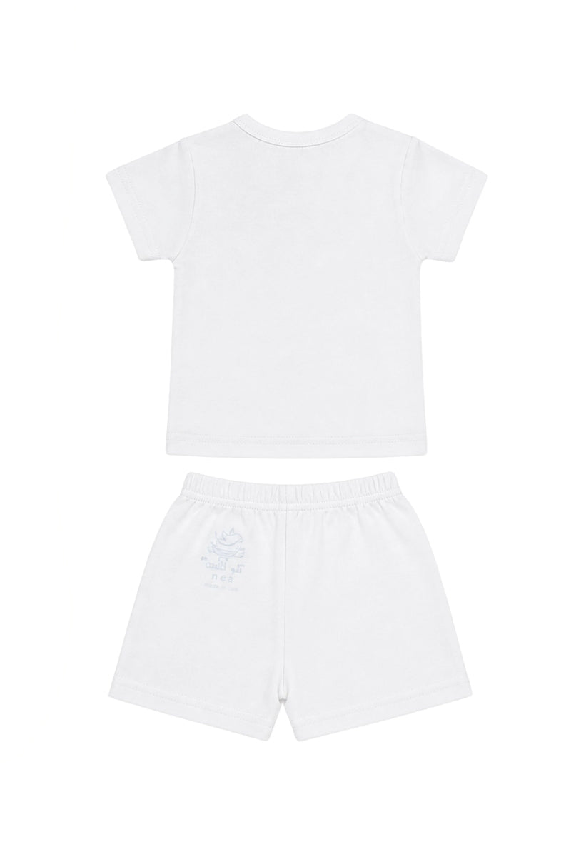 T-Shirt + Shorts Set: Premium Cotton-Blend "Be Kind & Cool And Kind" White Daily Casual Wear