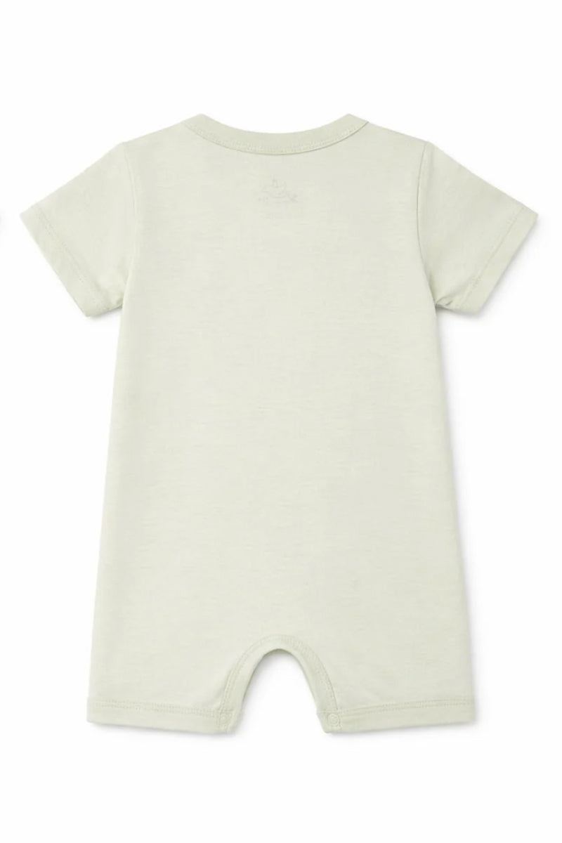 Short-Sleeve Full Length BodySuit (Romper): Premium Cotton Off-White "Bear" Graphic Casual Essentials and Active Playwear