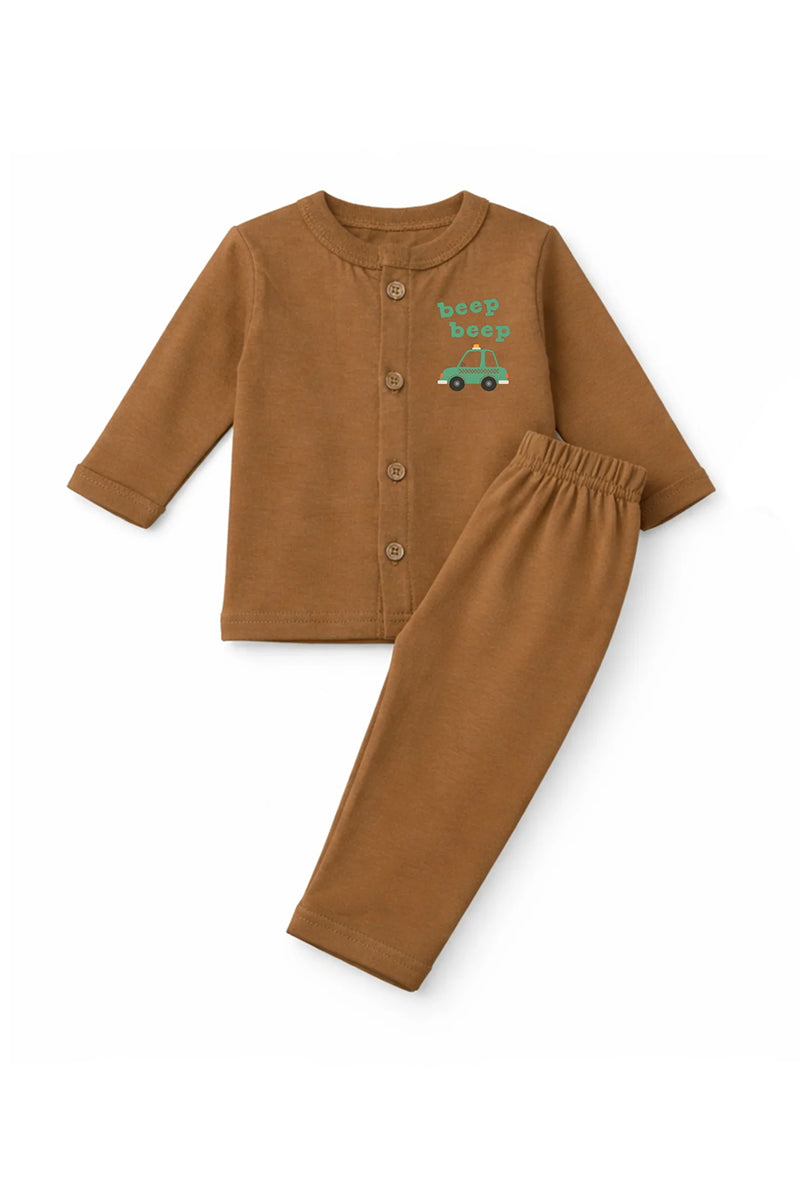 Jabla + Pajama: Premium Cotton-Blend "Beep Beep" Caramel Casual Essentials