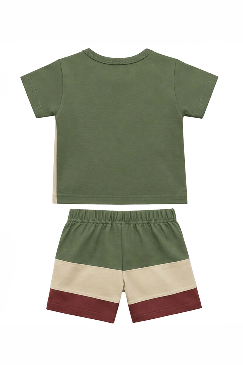 T-Shirt + Shorts Set: Premium Cotton-Blend "Beep Beep" Multi-Color Daily Casual Wear