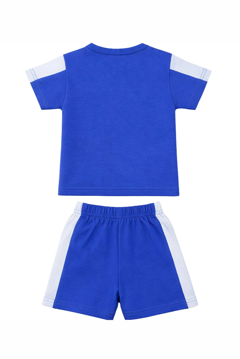 T-Shirt + Shorts Set: Premium Cotton-Blend "Space" Blue Casual Essentials