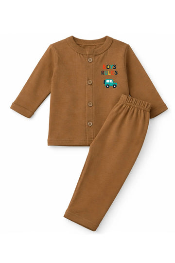 Jabla + Pajama: Premium Cotton-Blend "Boys Rules" Caramel Casual Essentials