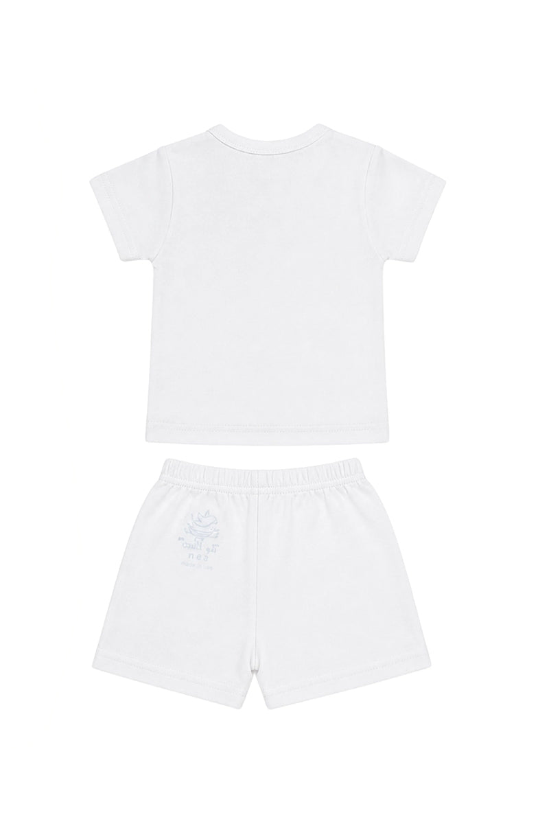 T-Shirt + Shorts Set: Premium Cotton-Blend "Cutest Thing Ever & The Nest" White Daily Casual Wear