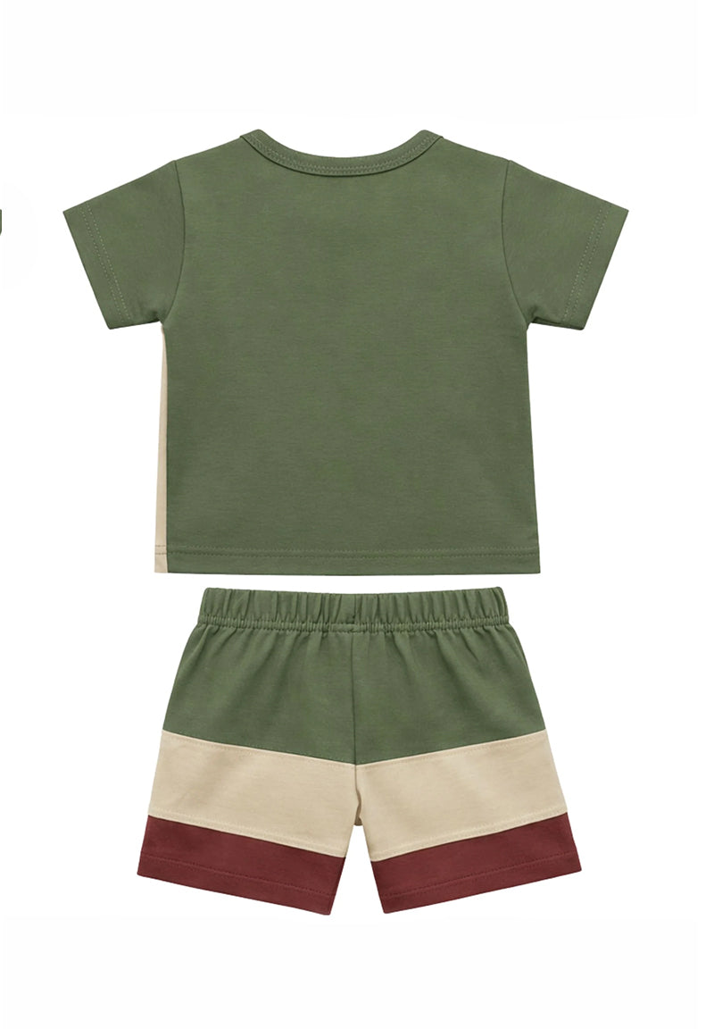 T-Shirt + Shorts Set: Premium Cotton-Blend "Boys Rules" Multi-Color Daily Casual Wear