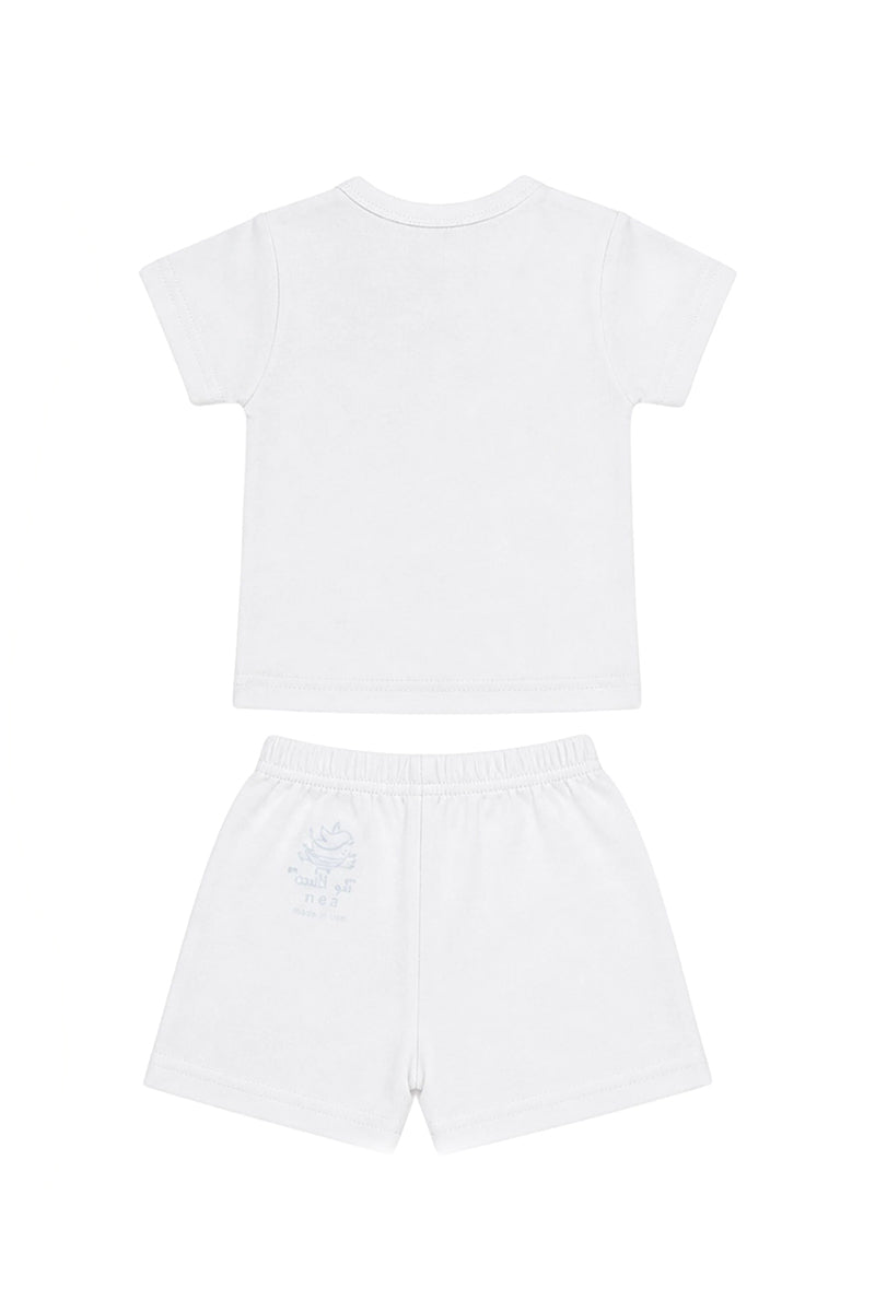 T-Shirt + Shorts Set: Premium Cotton-Blend "Born to be Awesome & Boys Rules" White Daily Casual Wear