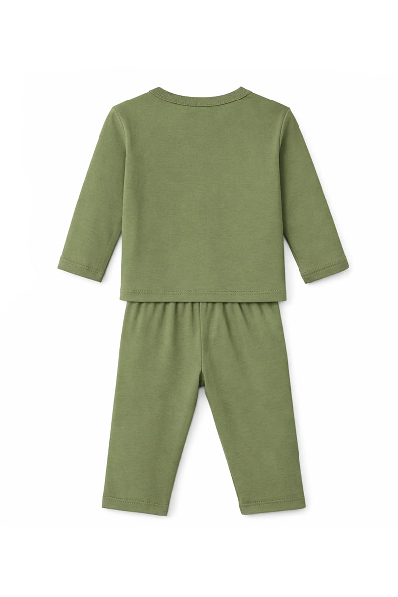 Jabla + Pajama: Premium Cotton-Blend "Boys Rules" Olive Green Casual Essentials