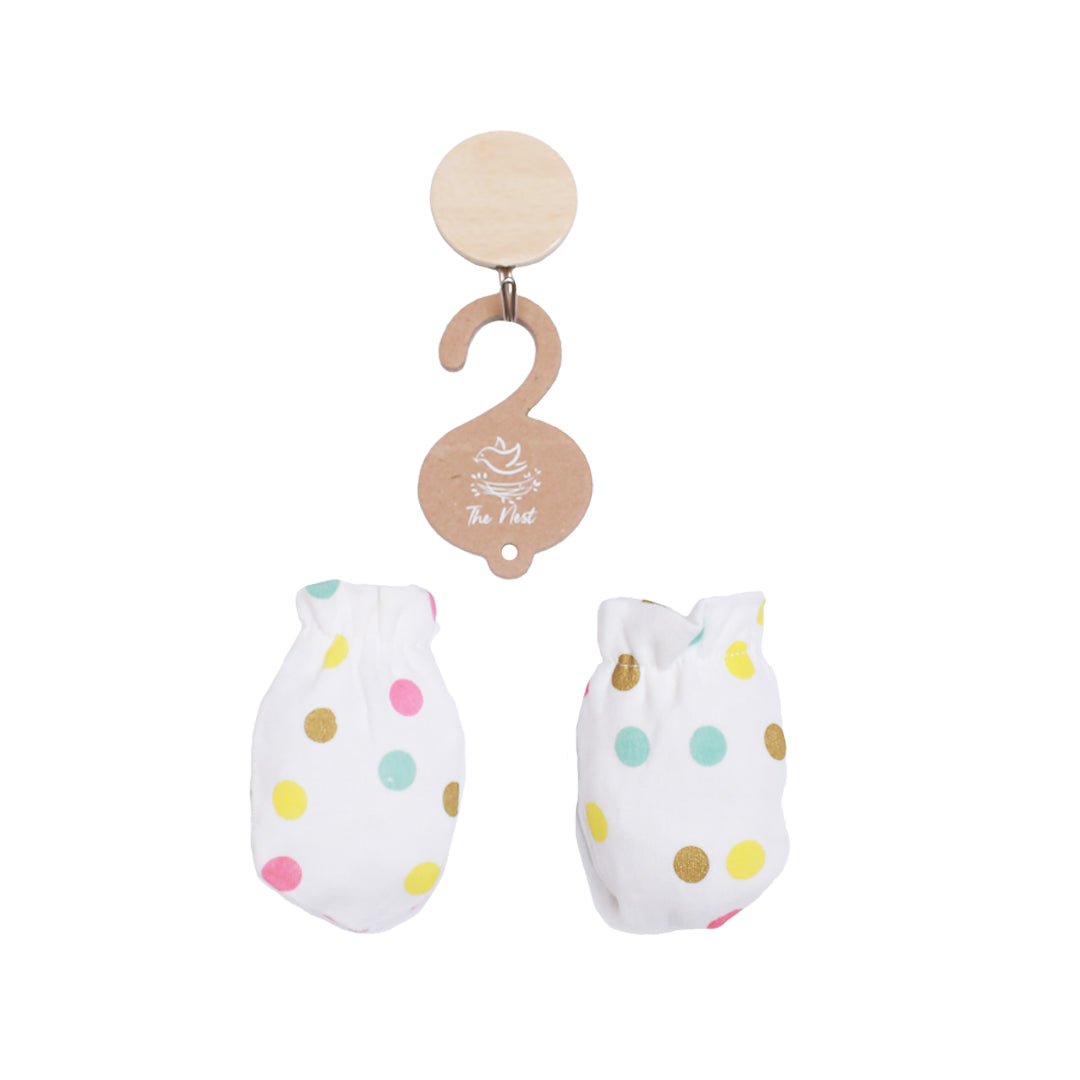 Polka White Mittens