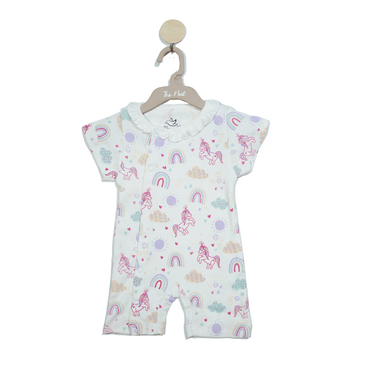 Dancing unicorn short-sleeved romper