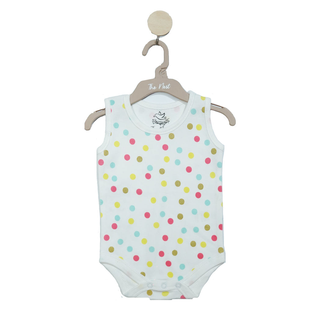 Polka fun sleeveless bodysuit