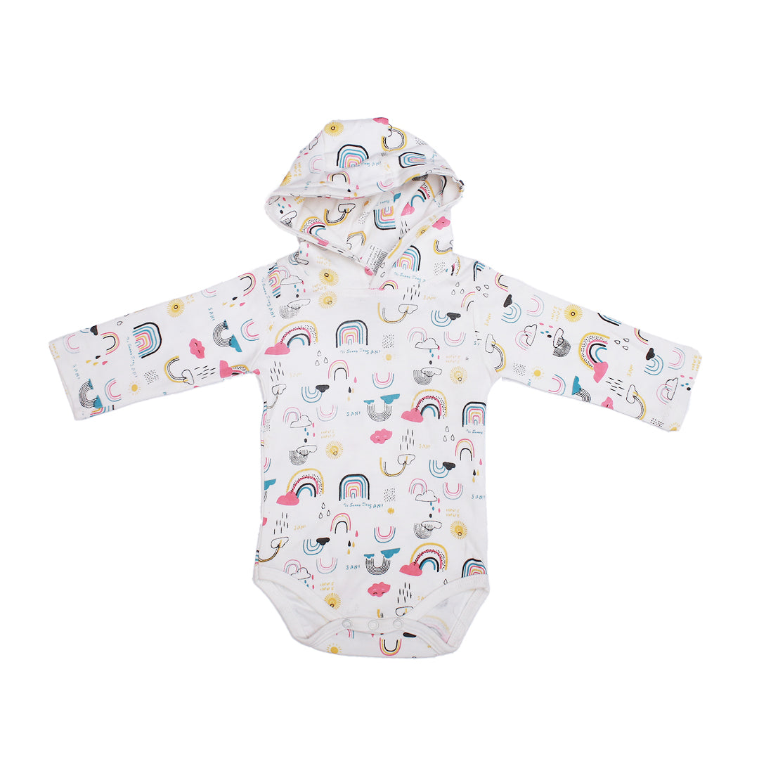 Rainbow Sunshine Long Sleeve Hooded Bodysuit