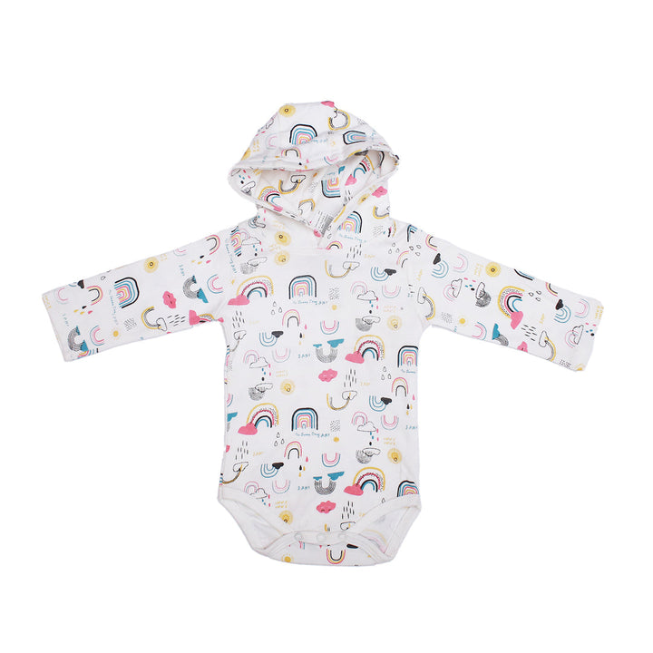 Rainbow sunshine Long sleeve Hooded bodysuit