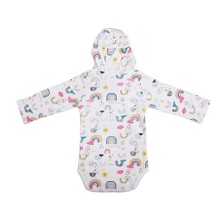 Rainbow sunshine Long sleeve Hooded bodysuit