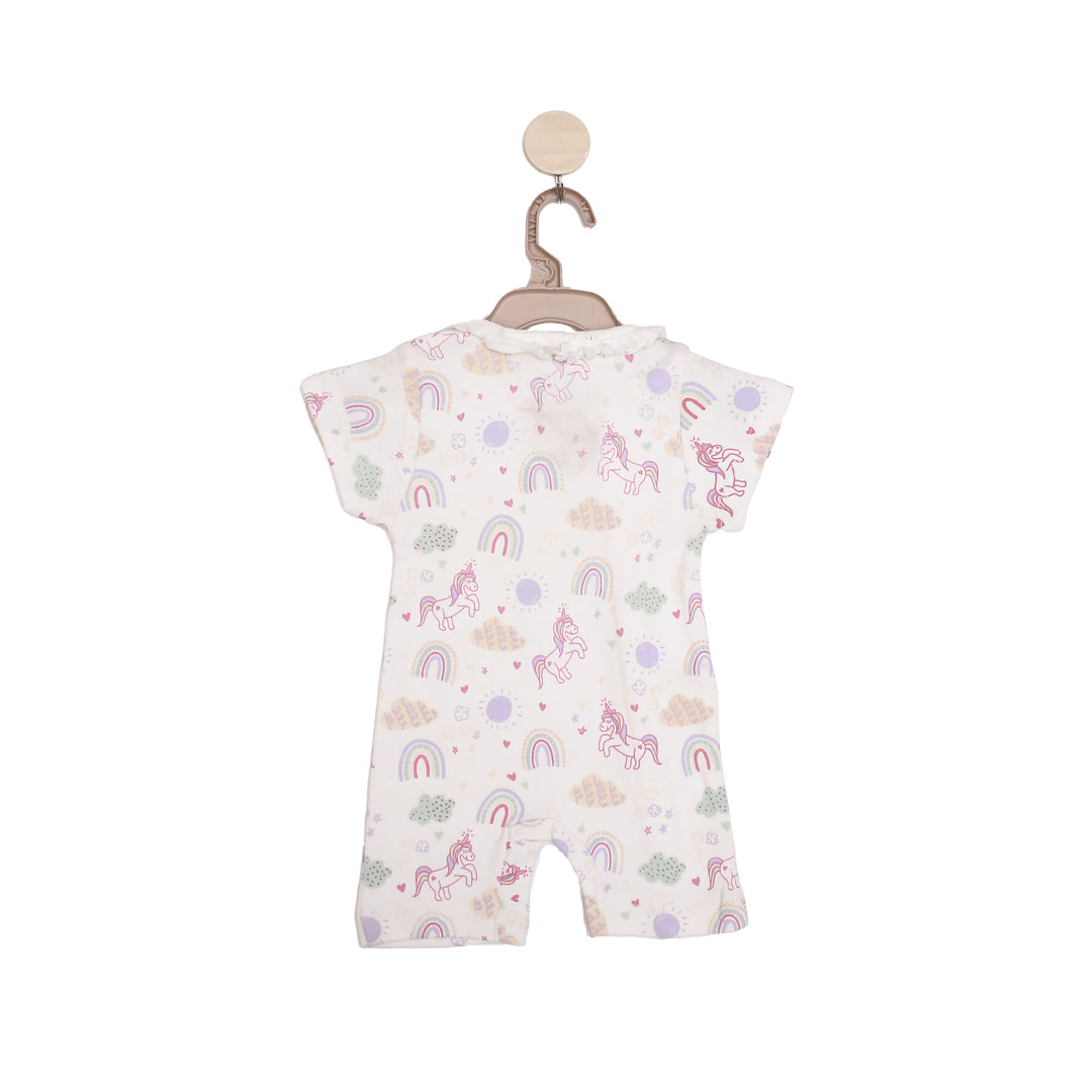 Dancing unicorn short-sleeved romper