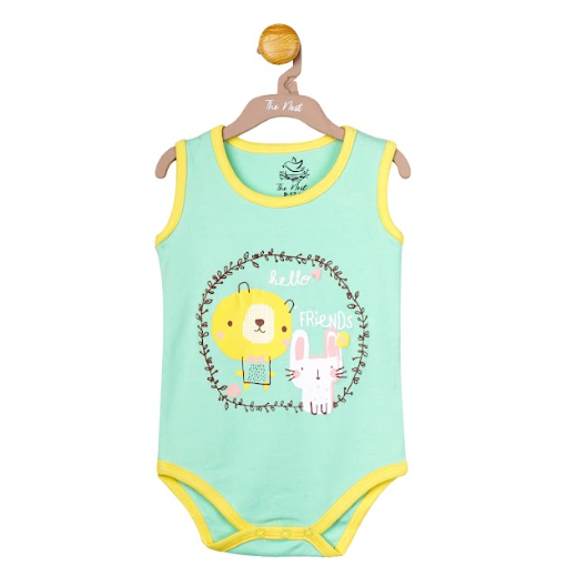 Bunny & Bear's friendship tale bodysuit in Cyan