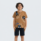 Ghousla Cat Henley T-Shirt - Sand