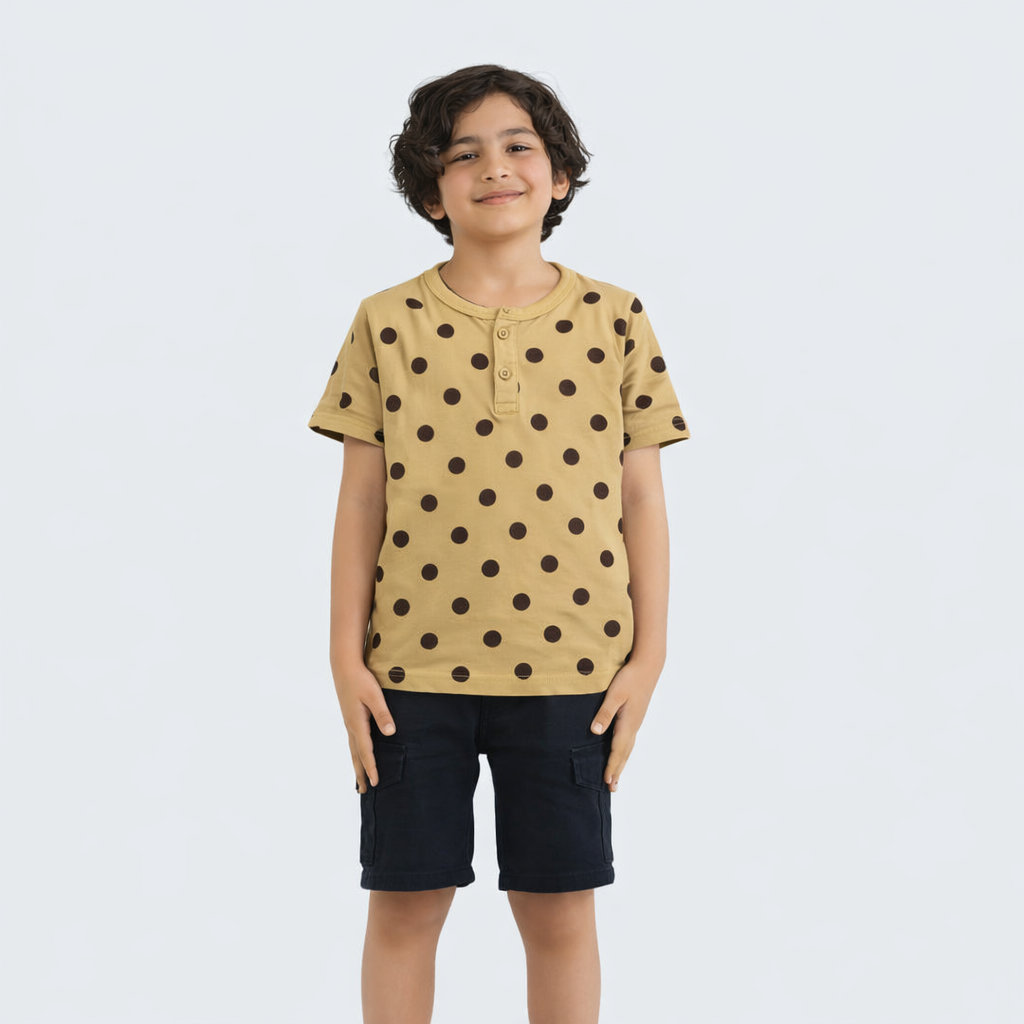 Polka Dot Henley T-Shirt