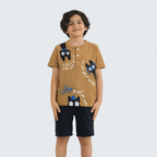 Ghousla Cat Henley T-Shirt - Beige