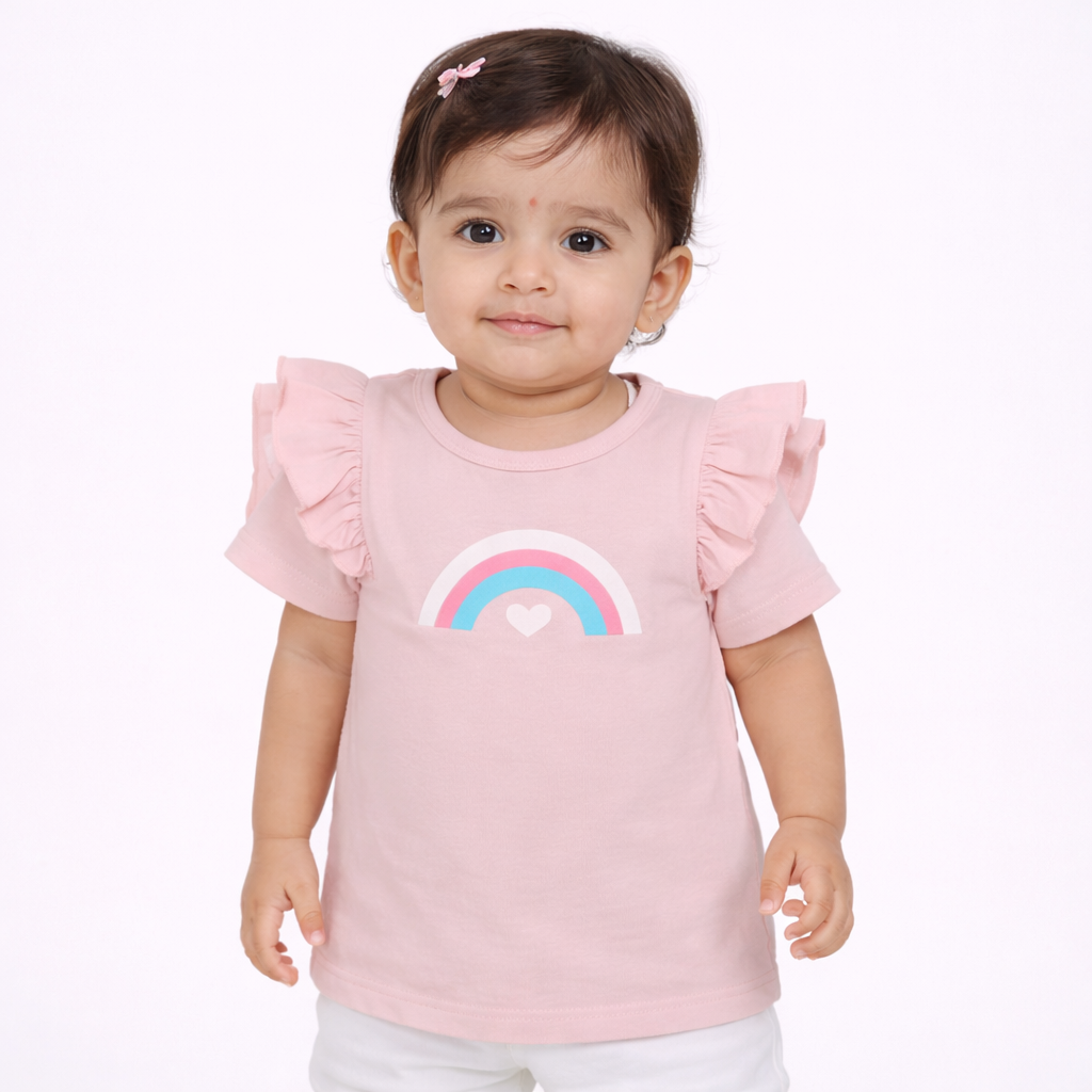Rainbow Ruffle Sleeve T-Shirt