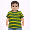 Green and Yellow Striped Henley T- Shirt