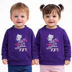 Billi Ke Bachon Ke Mozay Round Neck Sweatshirt - Violet