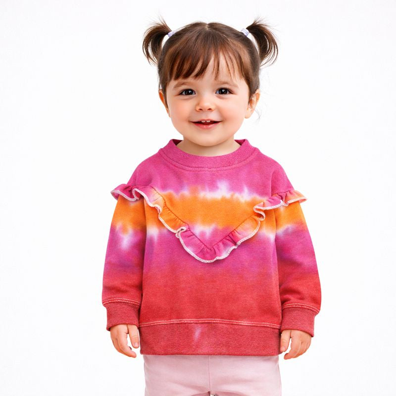 Good Vibes Tie & Die Frills Round Neck Sweatshirt