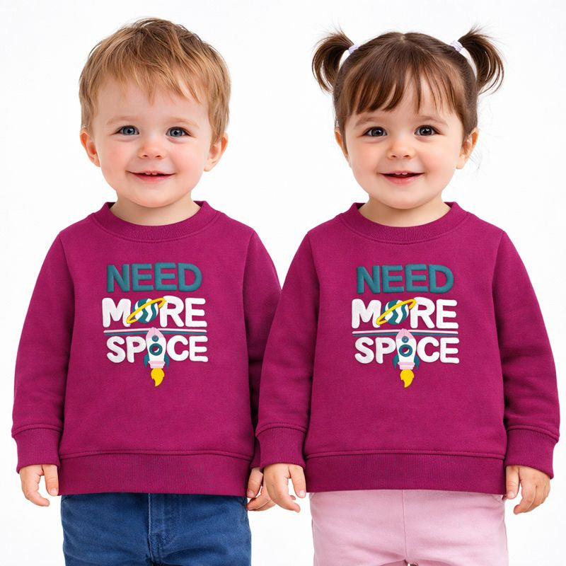 Need More Space Round Neck Sweatshirt - Pink