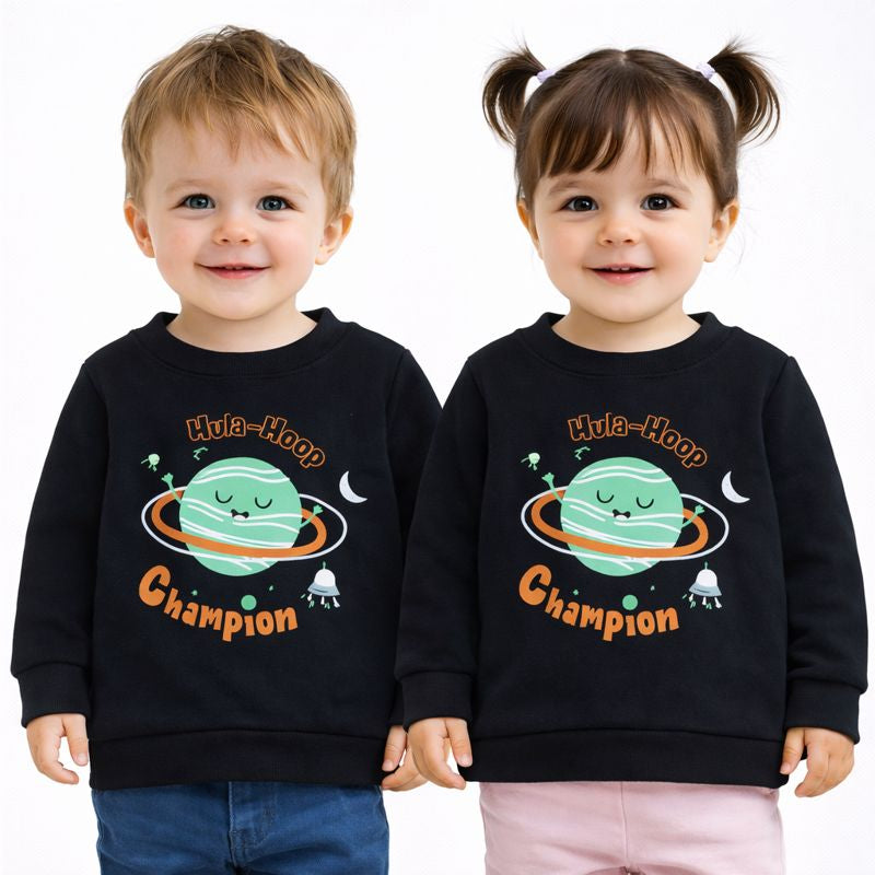 Hula Hoop Off To Moon Round Neck Sweatshirt