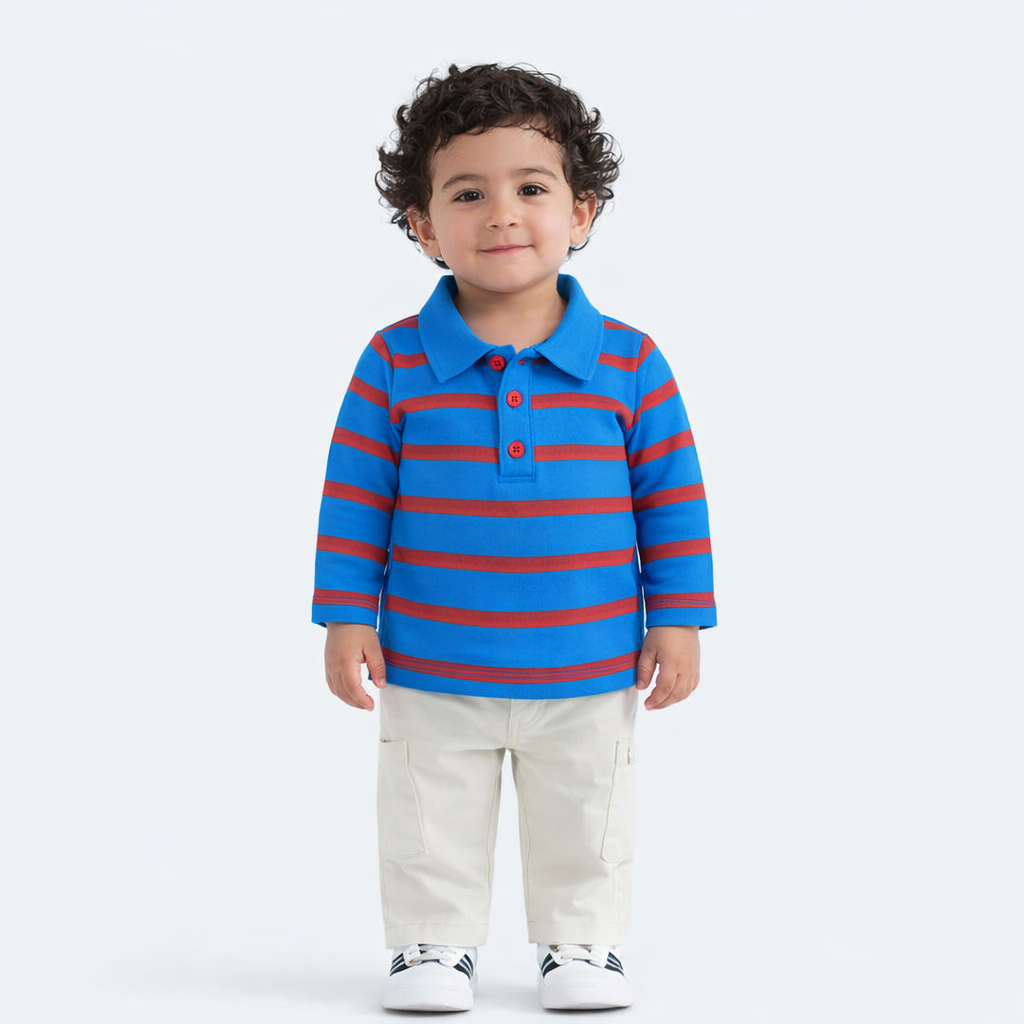 Blue & Red Striped Polo