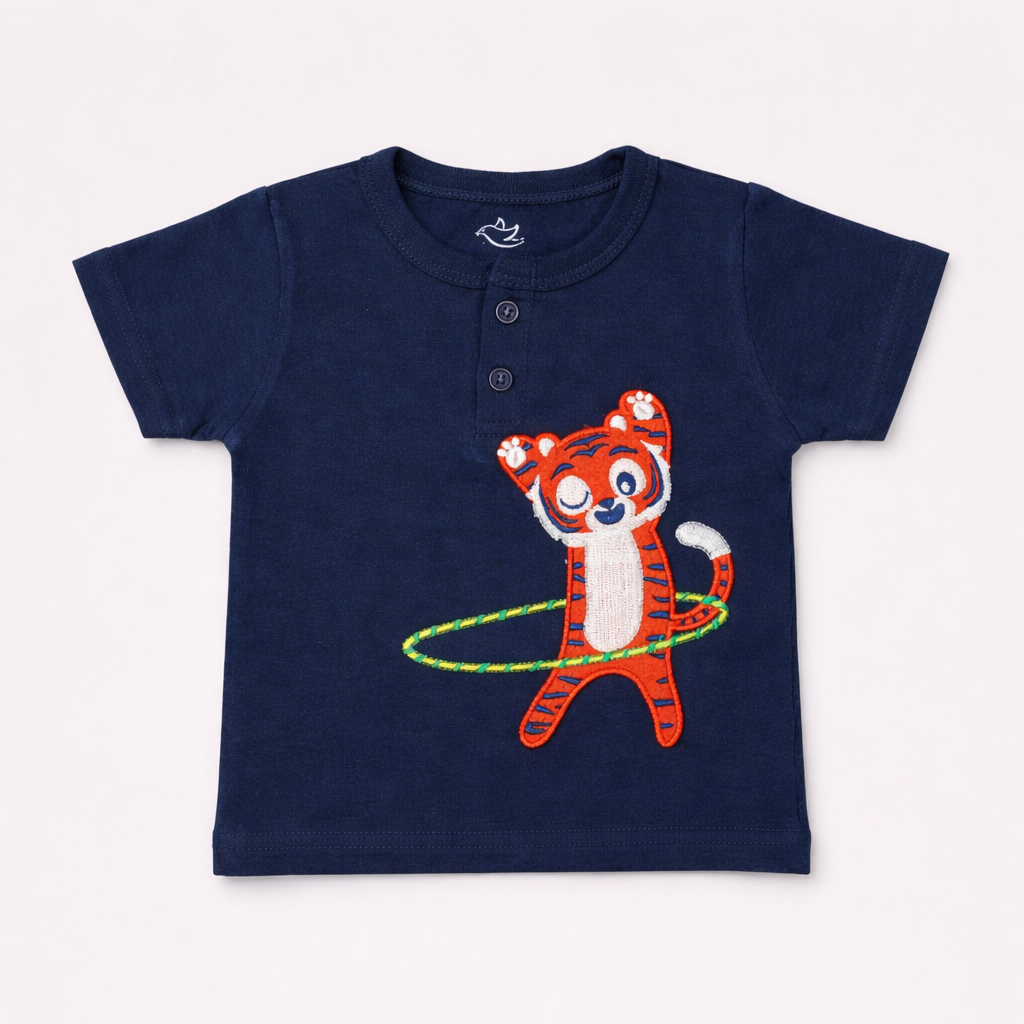 Hula-Hooping Tiger Henley T-Shirt