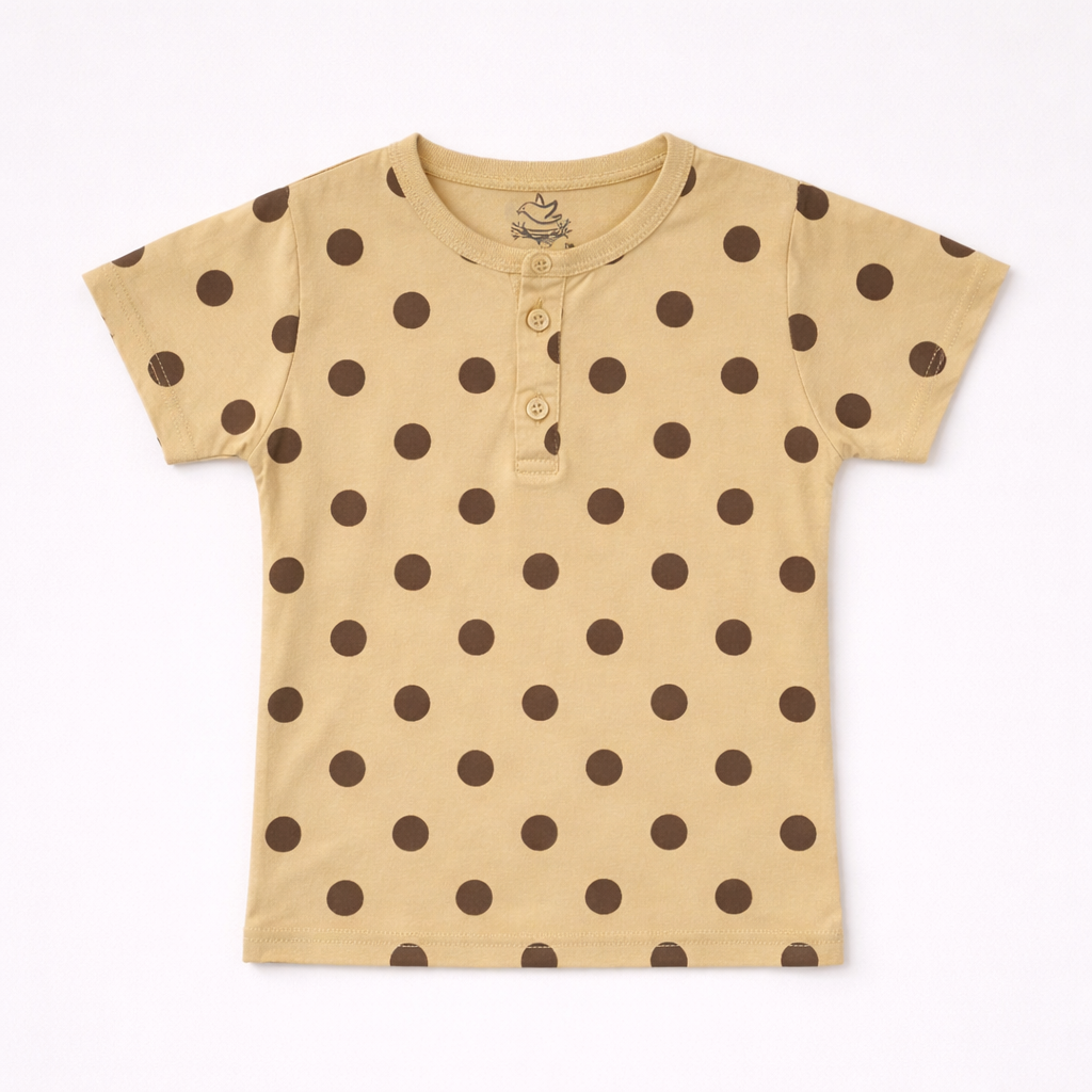 Polka Dot Henley T-Shirt
