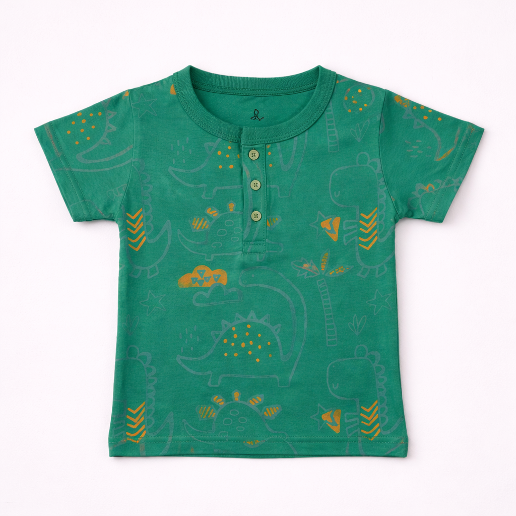 Dino-Mite Teal Henley T-Shirt