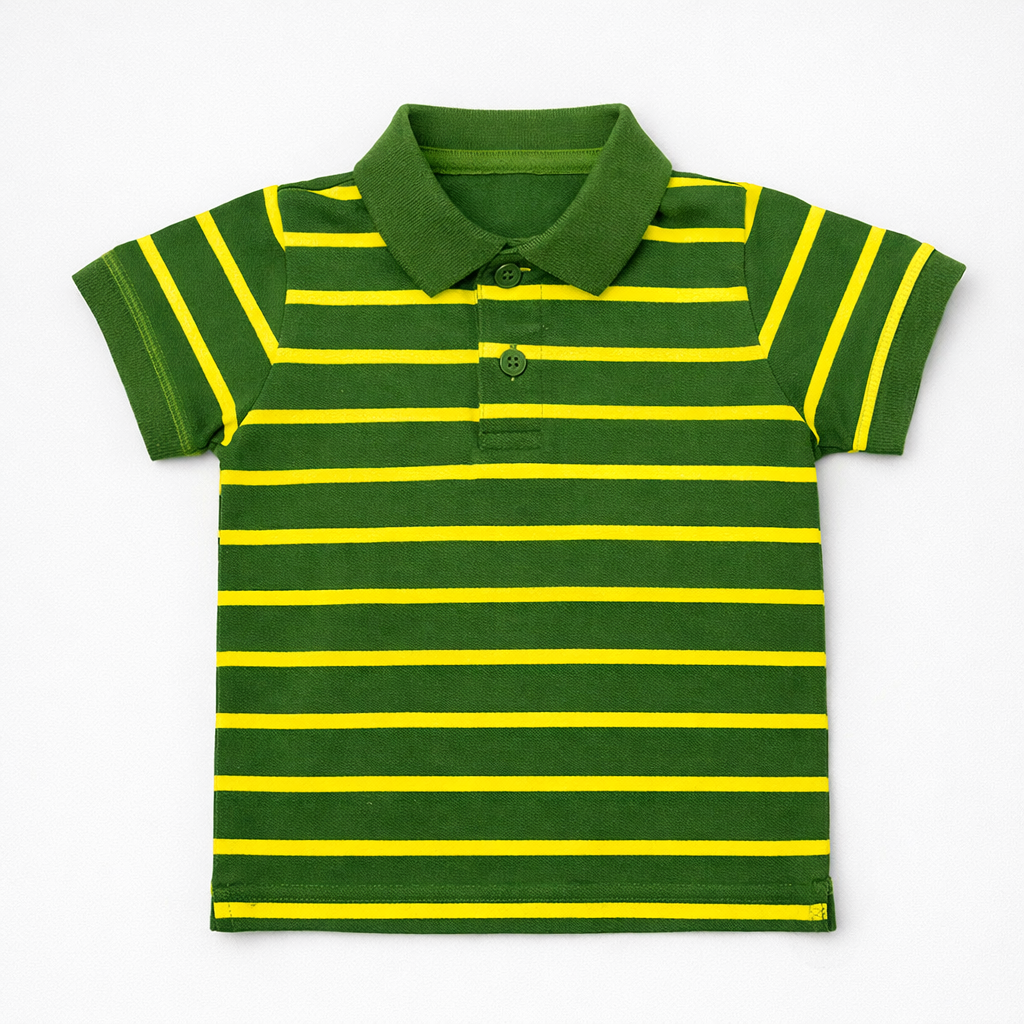 Green and Yellow Striped Polo
