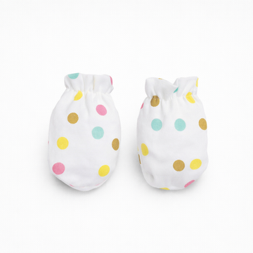 Polka White Mittens