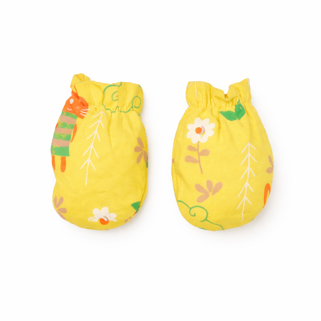 Yellow Printed Mitten