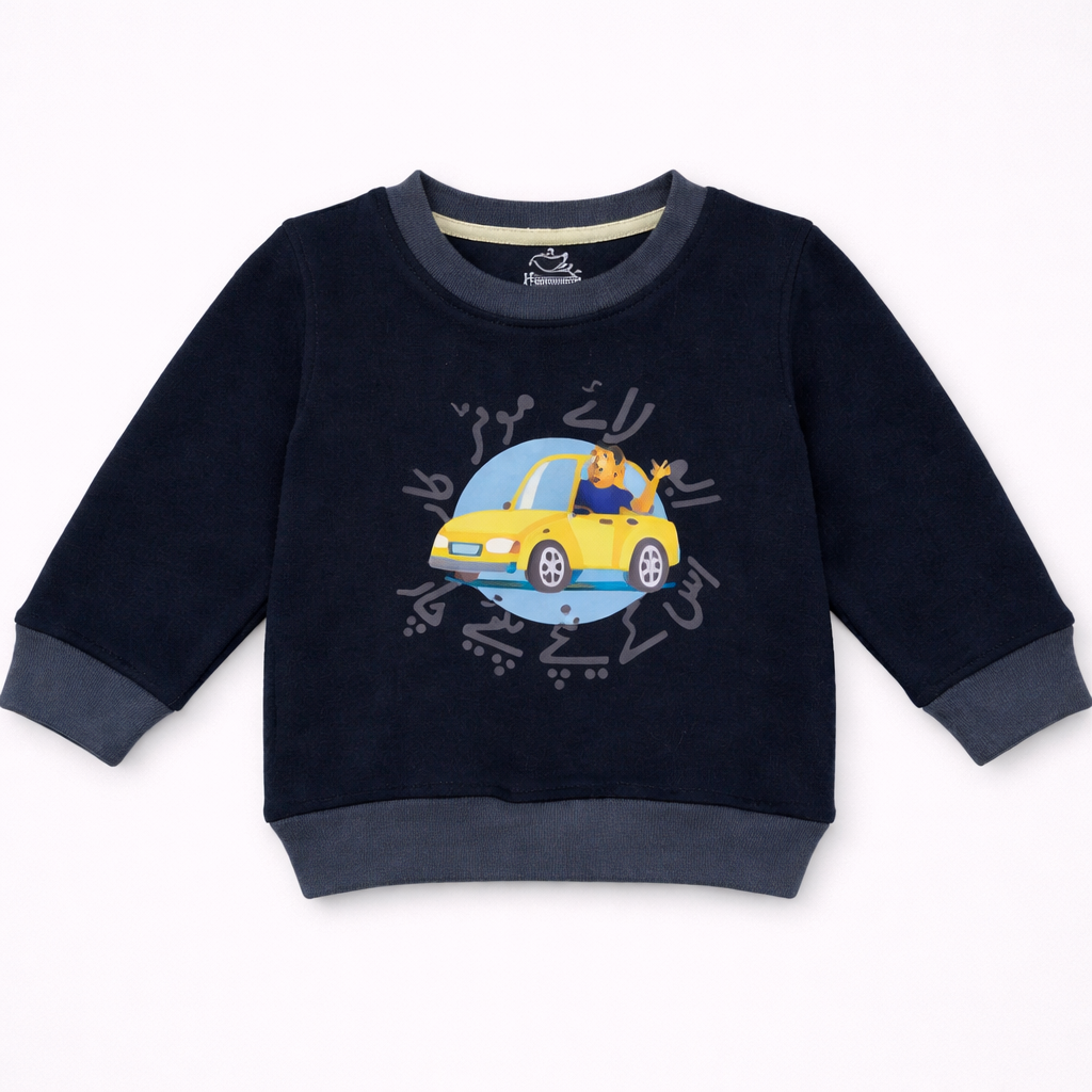 Abu Laye Motor Car Round Neck Sweatshirt - Deep Blue