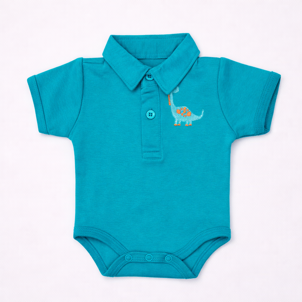 Dino Drive Short-Sleeve Polo Bodysuit