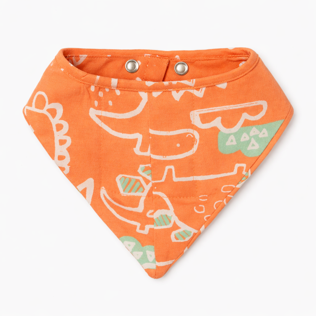 Dino Drive Baby Bandana Bib – Sunset Orange