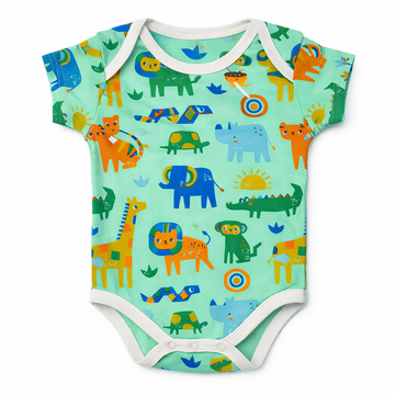 ZOO BII DOO – Animal Print Nest Basic Short Sleeve Bodysuit